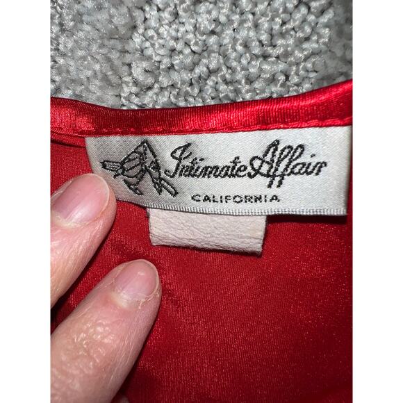 Vintage Intimate Affair Slip Dress Lingerie Small Red Satin Bead Valentine's Day - Picture 5 of 5